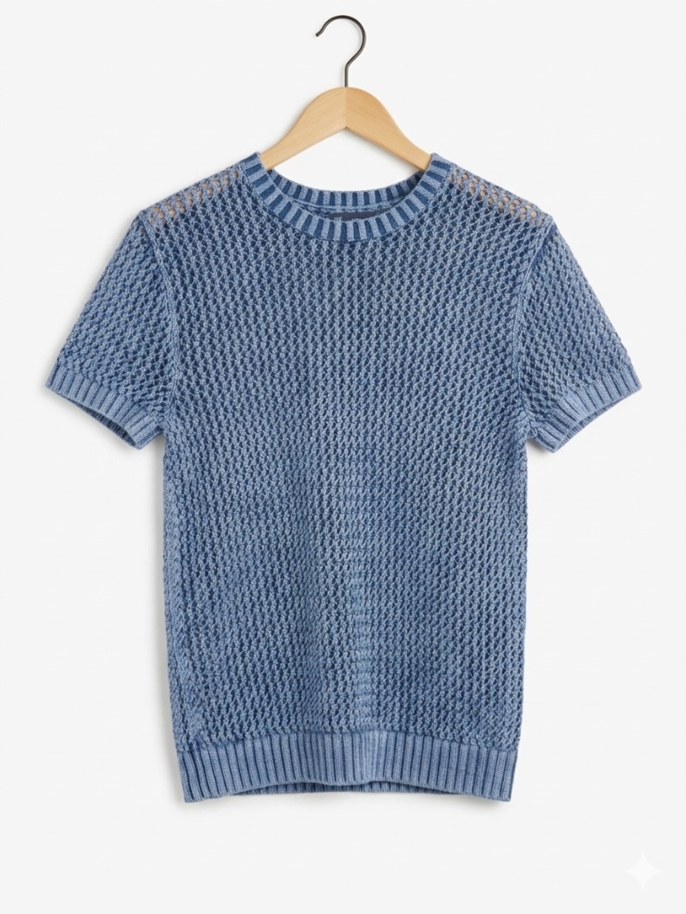 Gap 100% Cotton Open Knit Crochet Short Sleeve Top Blue Size XS